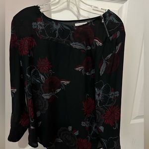 Black floral sheer top